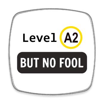 Language level A2, but no fool - Square fridge magnet - white - Front