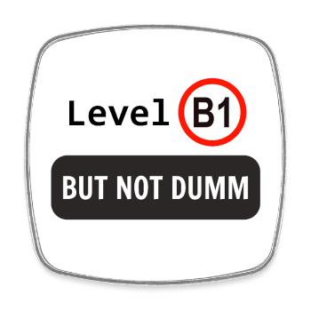 Level B1, but not dumm - Viereckiger Kühlschrankmagnet - Weiß - Vorne