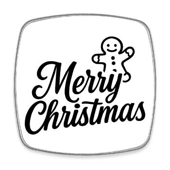 Joyeux Noël avec un joli bonhomme en pain d’épices - Magnet carré - blanc - Devant