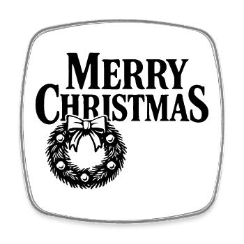 Lettres de Joyeux Noël avec couronne festive - Magnet carré - blanc - Devant