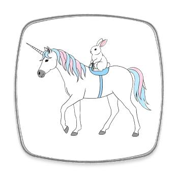 Pastel Unicorn with Bunny - Square fridge magnet - white - Front
