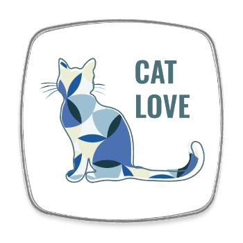 Katzenliebe - Amour des chats - Magnet carré - blanc - Devant