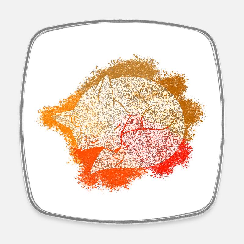 Zentangle Fox - Square fridge magnet - white