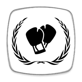 Couronne de gants de boxe - Magnet carré - blanc - Devant