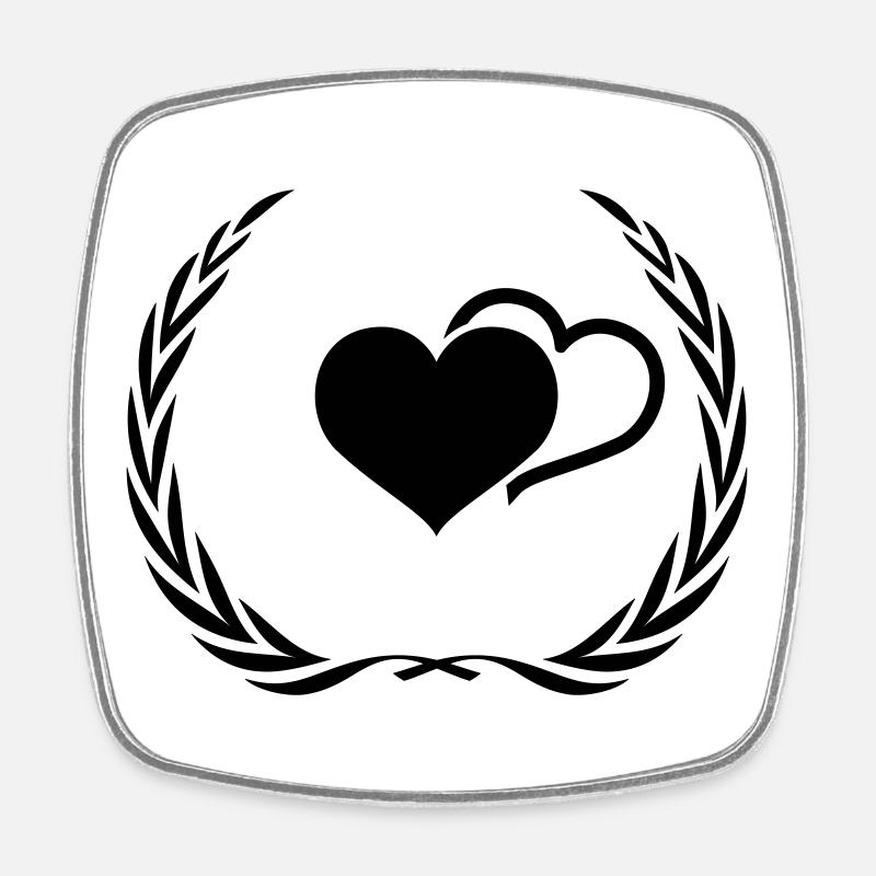 Hearts Symbol Wreath - Square fridge magnet - white