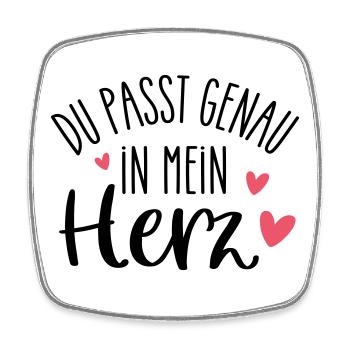 DU passt genau in mein Herz | Lieblingsmensch - Viereckiger Kühlschrankmagnet - Weiß - Vorne