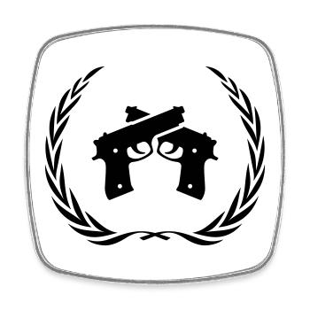 Pistole Symbol Kranz - Viereckiger Kühlschrankmagnet - Weiß - Vorne
