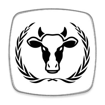 Kuh Kopf Symbol Kranz - Viereckiger Kühlschrankmagnet - Weiß - Vorne
