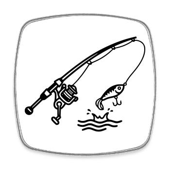 angeln fischen spinnrute petri heil logo - Square fridge magnet - white - Front