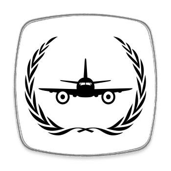 Airplane Symbol Wreath - Square fridge magnet - white - Front