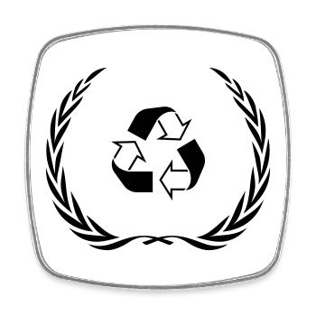Recycling Symbol Kranz - Viereckiger Kühlschrankmagnet - Weiß - Vorne