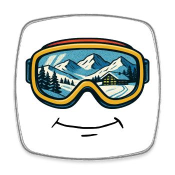 Ski Ski Vacances au ski Lunettes de ski avec sourire - Magnet carré - blanc - Devant