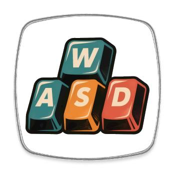 WASD Gaming Tasten - Lustiges Zocker Geschenk - Viereckiger Kühlschrankmagnet - Weiß - Vorne