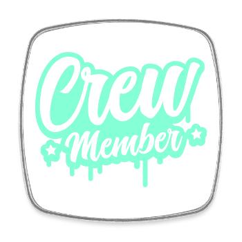 Crew Member Spritz Script - Square fridge magnet - white - Front
