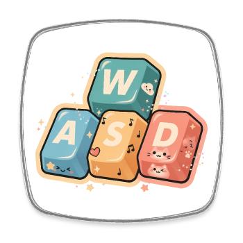 Kawaii WASD Gaming Gamer Cute Cute Gift - Square fridge magnet - white - Front