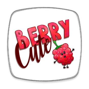 Berry Cute Raspberry - Square fridge magnet - white - Front