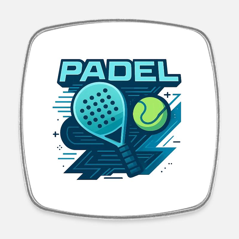 Padel Logo Schläger Ball Dynamik - Viereckiger Kühlschrankmagnet - Weiß