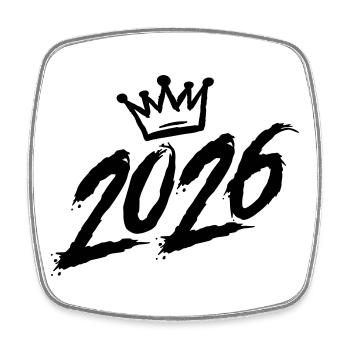 2026 Krone - Viereckiger Kühlschrankmagnet - Weiß - Vorne