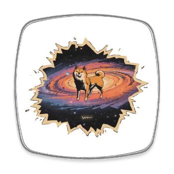 Shiba Kosmos Wow - Viereckiger Kühlschrankmagnet - Weiß - Vorne