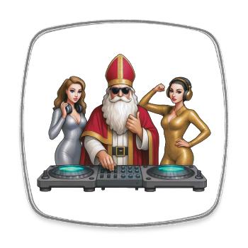SAINT-NICOLAS DJ – Geist von Weihnachten - Viereckiger Kühlschrankmagnet - Weiß - Vorne