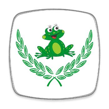 Frosch im grünen Lorbeerkranz – Herzlichen Glückwunsch - Viereckiger Kühlschrankmagnet - Weiß - Vorne