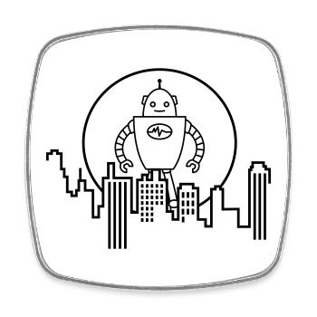 City Silhouette Robot : IA rencontre le design urbain - Magnet carré - blanc - Devant