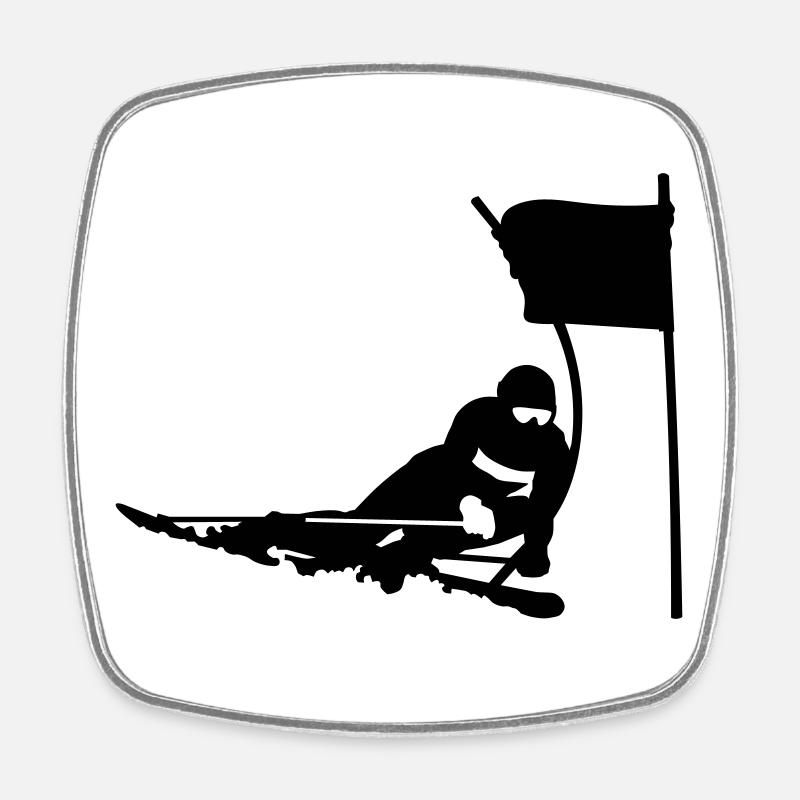 Ski - Viereckiger Kühlschrankmagnet - Weiß