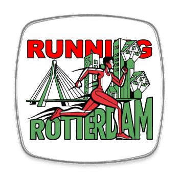 Running Rotterdam City Run - Square fridge magnet - white - Front