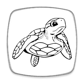 T-shirt Tortue noire cadeau - Magnet carré - blanc - Devant