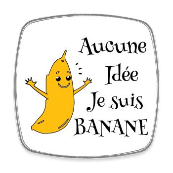 Bananen-Maskottchen auf schwarzem Hintergrund - Viereckiger Kühlschrankmagnet - Weiß - Vorne
