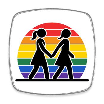 Female Pride Couple Before Pride Sunset - Square fridge magnet - white - Front