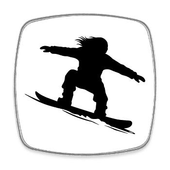 Snowboarder Silhouette - Farbe variabel - Viereckiger Kühlschrankmagnet - Weiß - Vorne
