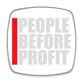 Logo de l’activisme People Before Profit Justice - Magnet carré - blanc - Devant