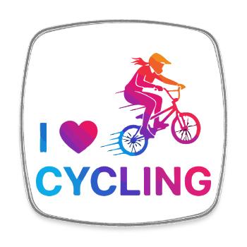 Ich liebe Cycling Heart - Viereckiger Kühlschrankmagnet - Weiß - Vorne