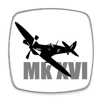 Spitfire Mk 16 - Magnet carré - blanc - Devant