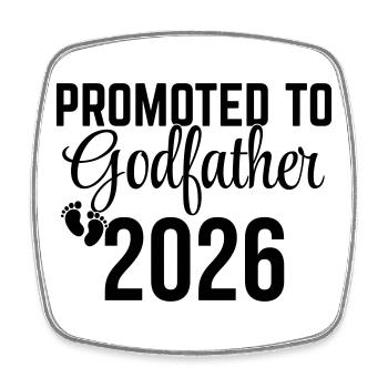 Promoted to Godfather 2026 – Patenonkel Design - Square fridge magnet - white - Front