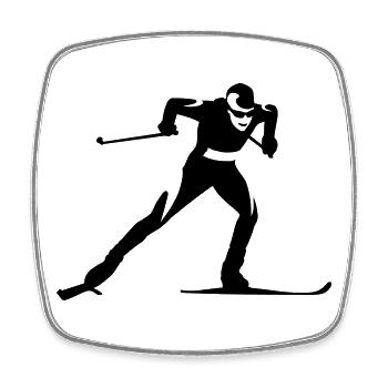 Ski de fond - Magnet carré - blanc - Devant