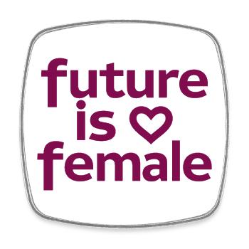 Is Female Feminism Girl Power Heart - Square fridge magnet - white - Front