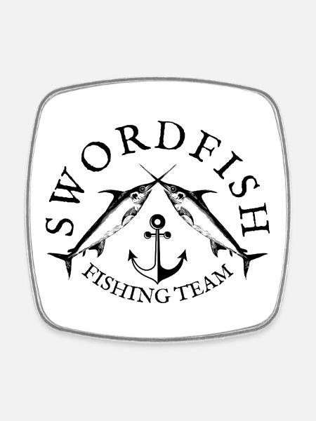 Swordfish Fishing Team Emblem - Square fridge magnet - white
