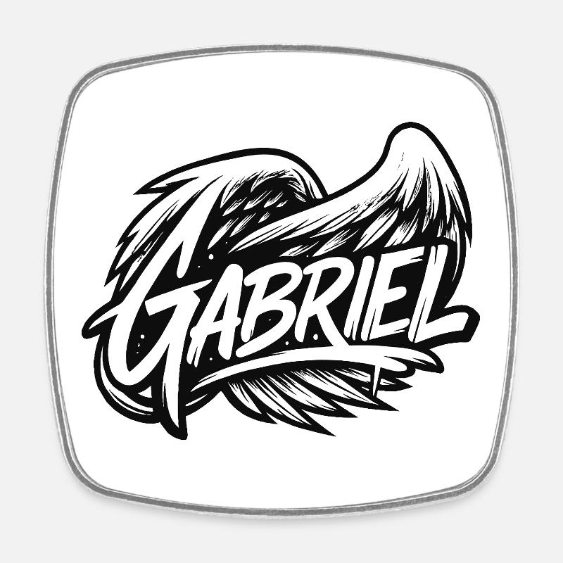 Archangel Gabriel | Simple Graffiti Style - Square fridge magnet - white