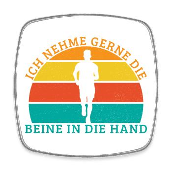 Running Likes to take hands in hands Runners - Square fridge magnet - white - Front