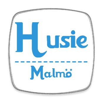 Husie – Malmö Sky Blue Design - Square fridge magnet - white - Front