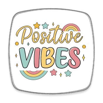 Rainbow Positive Vibes - Square fridge magnet - white - Front