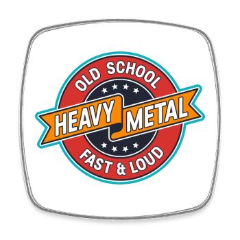 Old School Heavy Metal Badge - Magnet carré - blanc - Devant