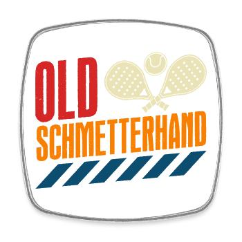 Padel Sport OLD SCHMETTERHAND Lustiges - Viereckiger Kühlschrankmagnet - Weiß - Vorne