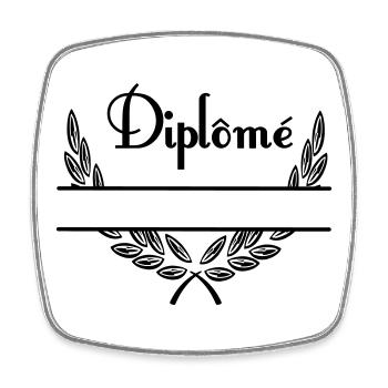 Diplôme in Lorbeerkranz mit Namensraum - Viereckiger Kühlschrankmagnet - Weiß - Vorne