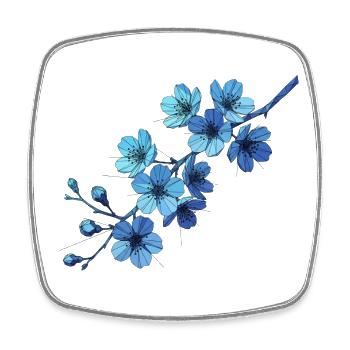 Geometric Blue Flower Branches - Square fridge magnet - white - Front