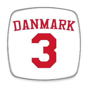 Dänemark 3 – Rotes Sportdesign - Viereckiger Kühlschrankmagnet - Weiß - Vorne