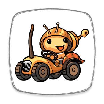 Snail Tractor Farmer - Square fridge magnet - white - Front