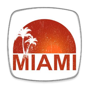 Miami Sonnenuntergang Palmen - Viereckiger Kühlschrankmagnet - Weiß - Vorne